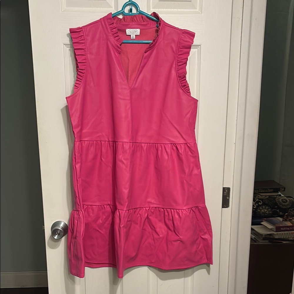 Pink Sleeveless Ruffle Dress